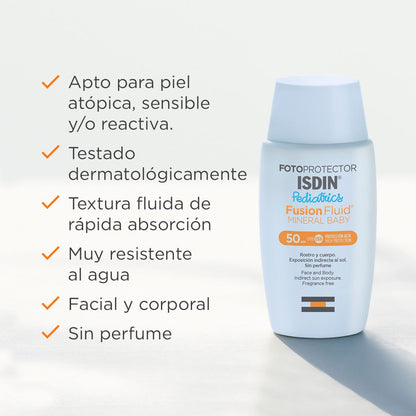 ISDIN Fusion Fluid Mineral Baby Pediatrics SPF 50 Fotoprotector 50ml-8