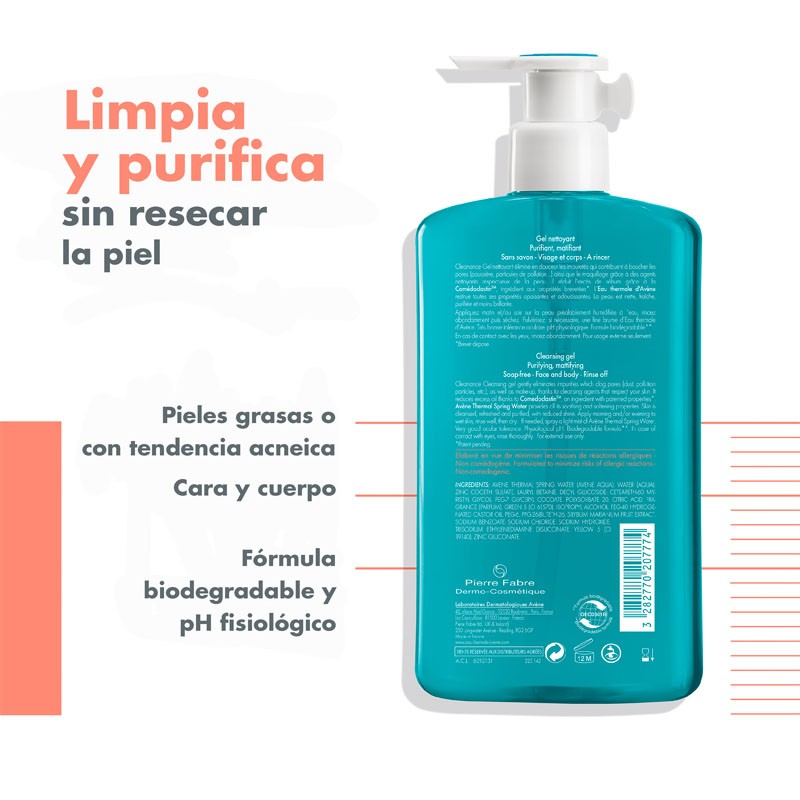 Avène Cleanance Gel Limpiador Sin Jabón 400 ml-3