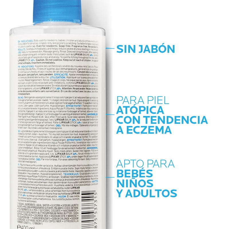LIPIKAR Syndet AP+ Gel Crema 400ml - LA ROCHE POSAY-4