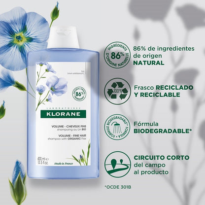 KLORANE Champú al Lino BIO 400ml-3