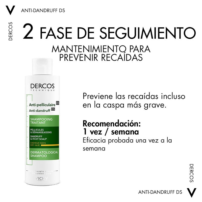VICHY Dercos Champú Anticaspa Cabello Seco 390ml-10