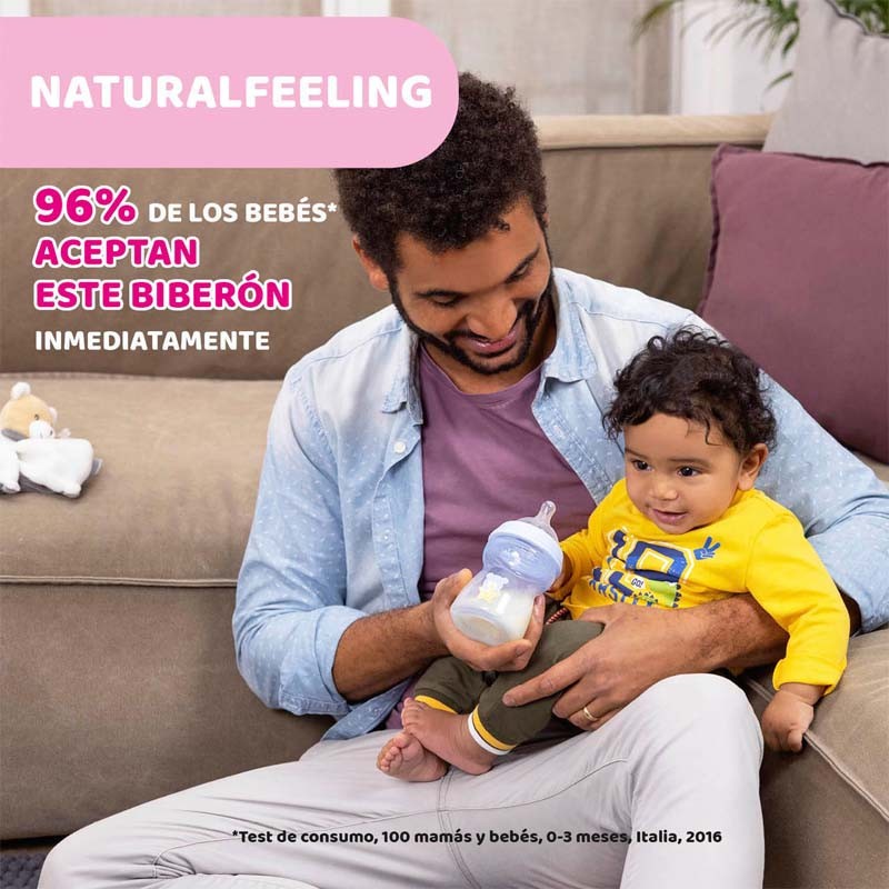 CHICCO Biberón Natural Feeling de Vidrio Flujo normal 250ML 0m+-6