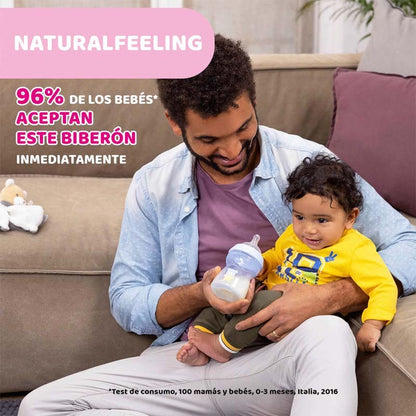 CHICCO Biberón Natural Feeling de Vidrio Flujo normal 250ML 0m+-6