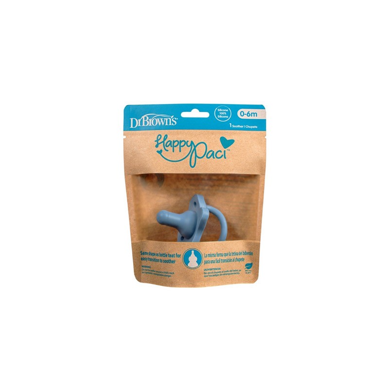 DR. BROWN'S Chupete Todo Silicona HappyPaci 0-6 meses Azul-1