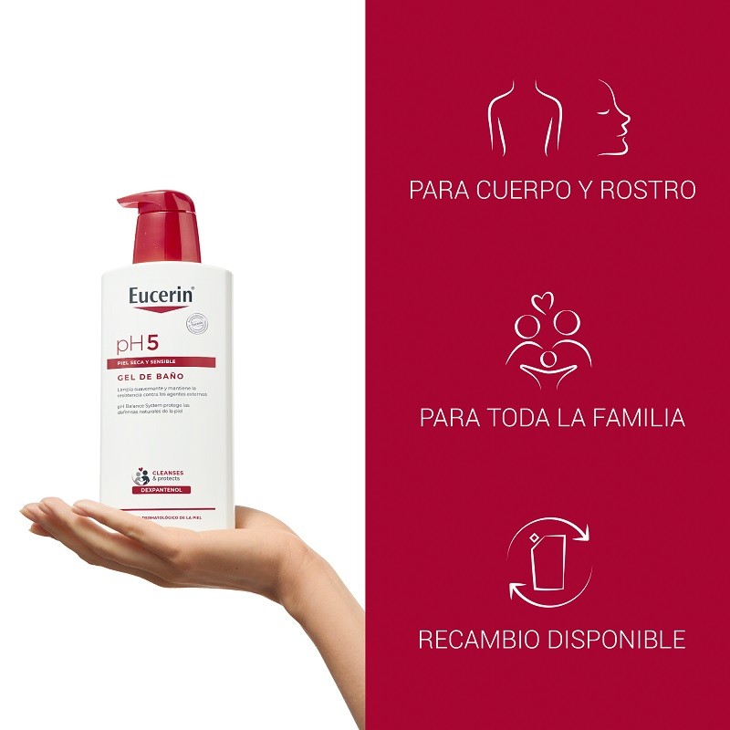 EUCERIN pH5 Gel de Baño Piel Seca y Sensible 1L-3