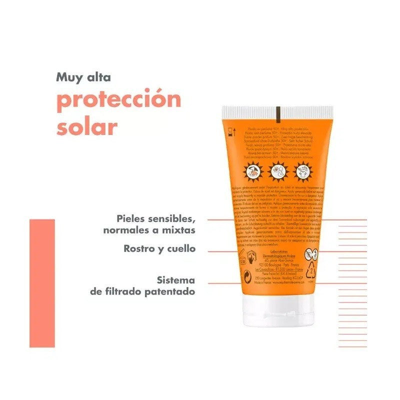 AVENE Solar Fluido Facial Toque Seco SPF50+ Sin Perfume 50ml-4