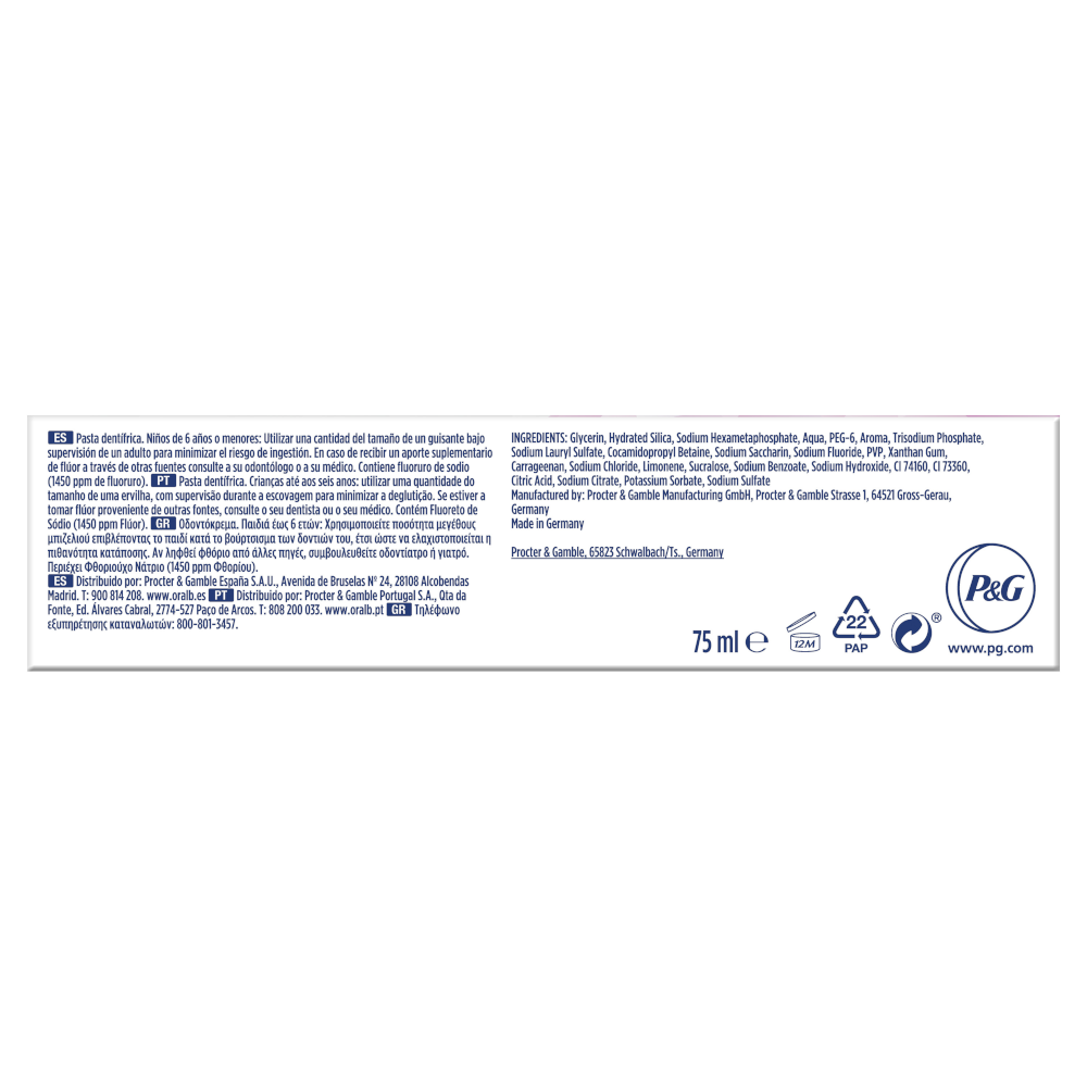 ORAL-B Pasta de Dientes 3D White Brillo Seductor Blanqueadora 75ml-6