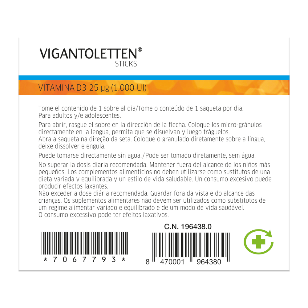 VIGANTOLETTEN Vitamina D3 Sticks 30 Unidades-4