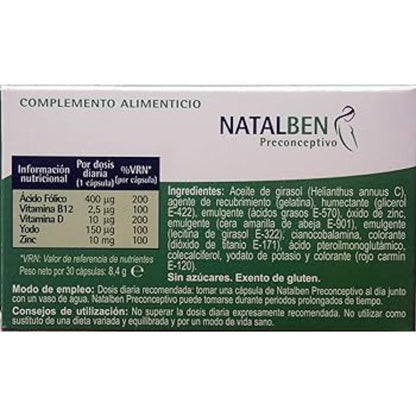 NATALBEN Preconceptivo 30 Cápsulas-2