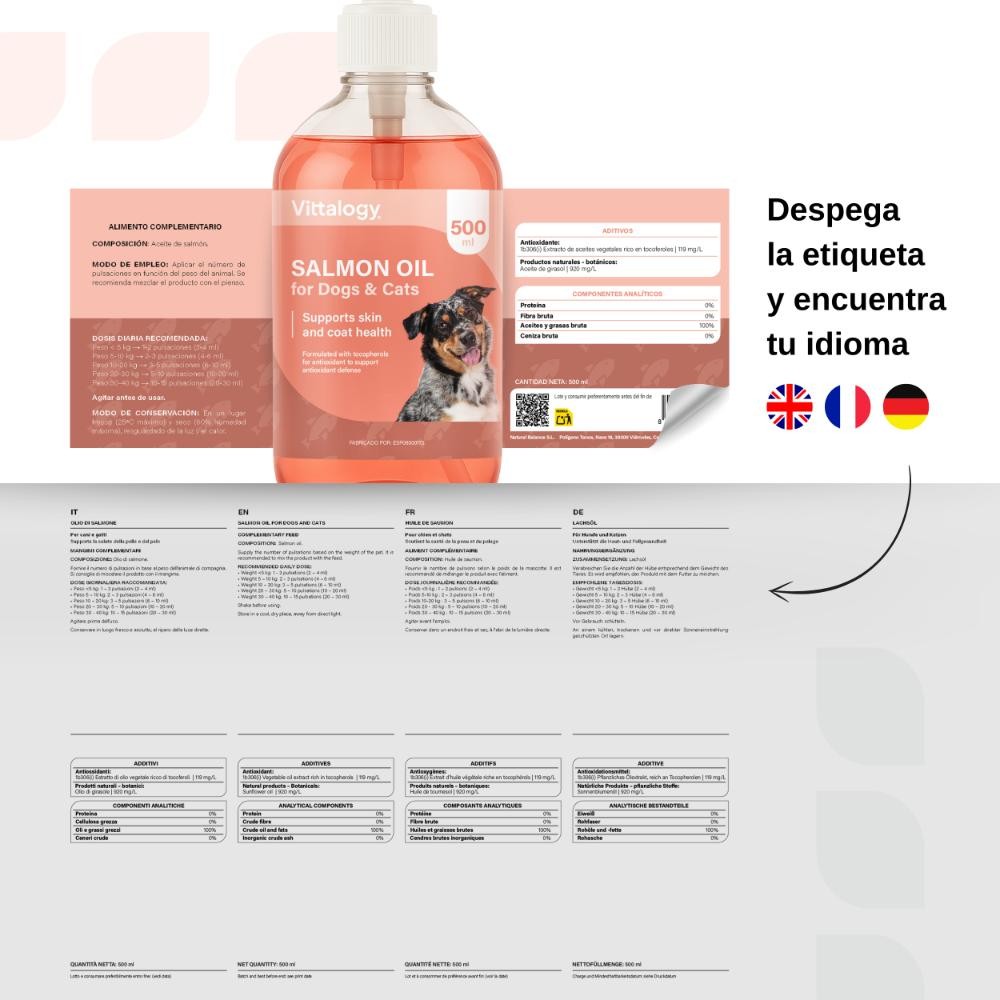 Vittalogy Aceite de Salmón para Perros y Gatos 500ml-7
